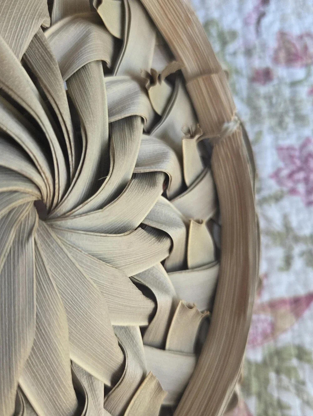 Handwoven Natural Palm Frond Decorative Basket - Natural